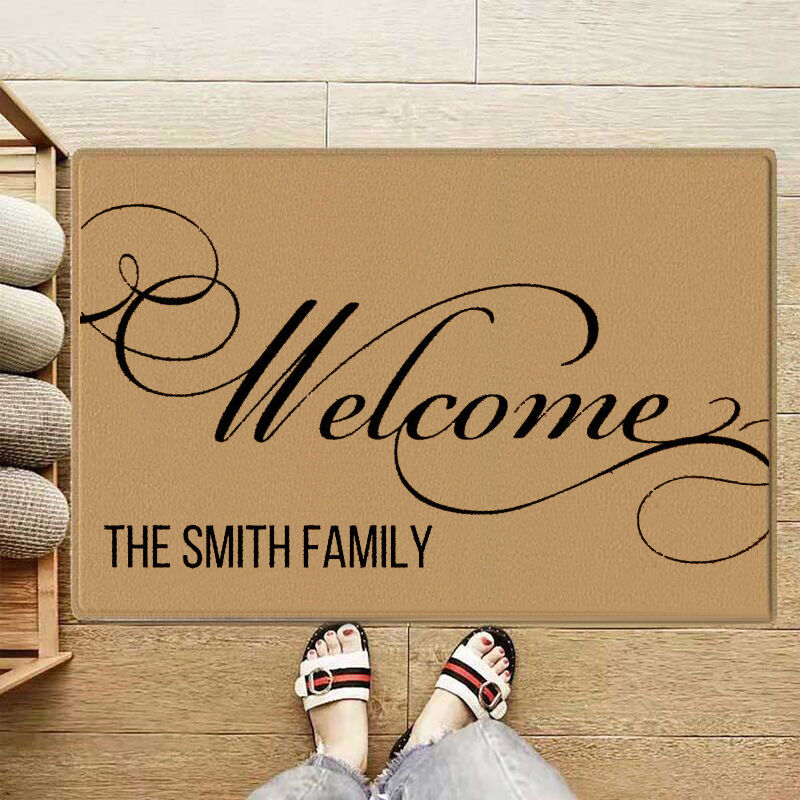 Custom Engraving Name Door Mats with Pattern