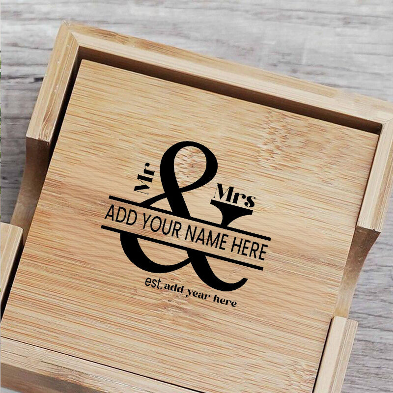 Personalized Coaster Set with Four Custom Coasters and One Storage Box